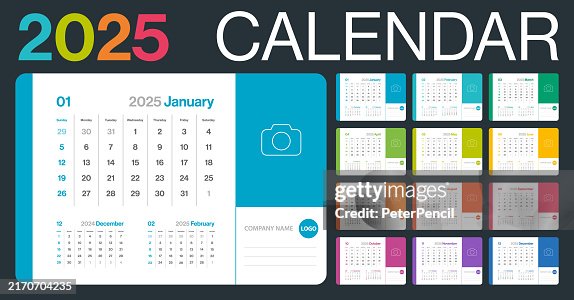 Calendar 2025 Monthly - Minimalism Style Corporative Landscape Horizontal Calendar for 2025 year - Vector Template with Place for Photo and Personalization - American Grid - The Week Starts on Sunday Calendar 2025 Monthly - Minimalism Style Corporative Landscape Horizontal Calendar for 2025 year - Vector Template with Place for Photo and Personalization - American Grid - The Week Starts on Sunday