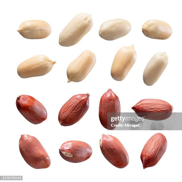 peanuts isolated on white background - scattered stock pictures, royalty-free photos & images