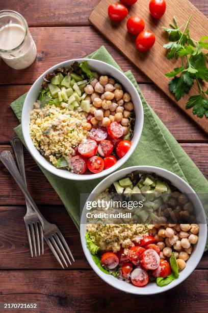 mediterranean bowl - tahini stock pictures, royalty-free photos & images