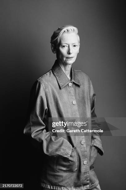 Tilda Swinton of 'The Room Next Door' poses in the Getty Images Portrait Studio Presented by IMDb and IMDbPro during the Toronto International Film...