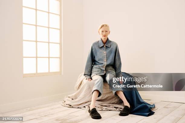 Tilda Swinton of 'The Room Next Door' poses in the Getty Images Portrait Studio Presented by IMDb and IMDbPro during the Toronto International Film...