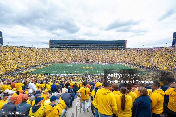 General view of the field during the second half of a college football game between the Michigan Wolverines and the Texas Longhorns at Michigan...