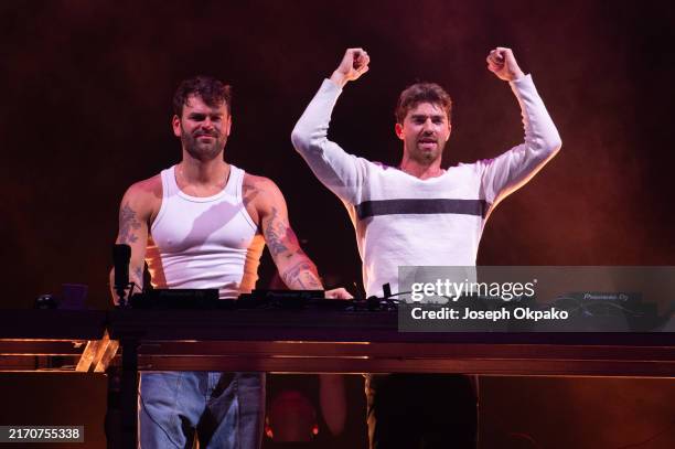 Alex Pall and Drew Taggart of The Chainsmokers perform on day 1 of 2024 Superbloom Festival at Olympiapark on September 07, 2024 in Munich, Germany.