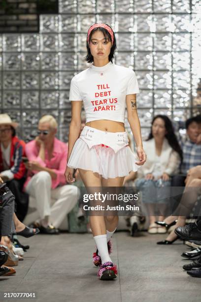 Model walks the runway wearing Labreahinst collection during the Milan Loves Seoul show on September 07, 2024 in Seoul, South Korea.