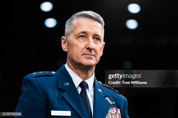 Lt. Gen. Steven S. Nordhaus, U.S. Air Force, nominee to be general and Chief of the National Guard Bureau, prepares to testify during the Senate...