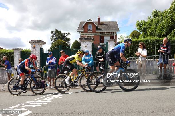 Marta Lach of Poland and CERATIZIT-WNT Pro Cycling Team, Femke De Vries of The Netherlands and Team Visma | Lease a Bike and Emma Norsgaard of...