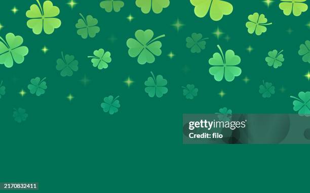 st. patrick's day shamrock four leaf clover green edge background - clover stock illustrations