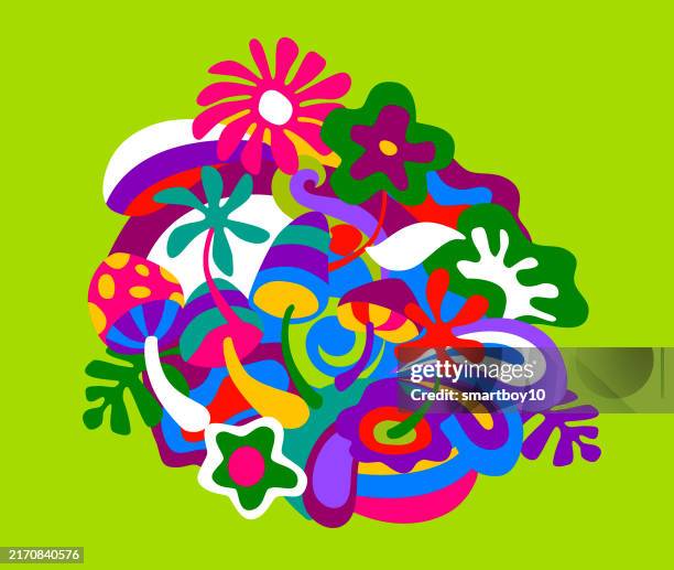 retro psychedelic pattern - mindfulness background stock illustrations