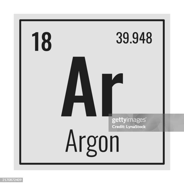 argon symbol. chemical element of the periodic table. vector illustration isolated on white background. glass sign. - argon stock illustrations