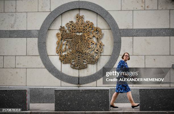 Woman walks outside the British embassy building in Moscow on September 13, 2024. Russia's FSB security service on September 13, 2024 announced that...
