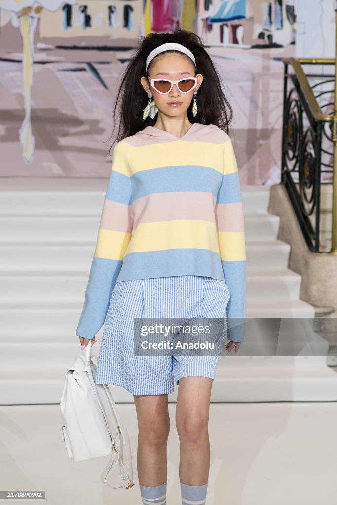 A model walks the runway during Paul Costelloe Spring Summer