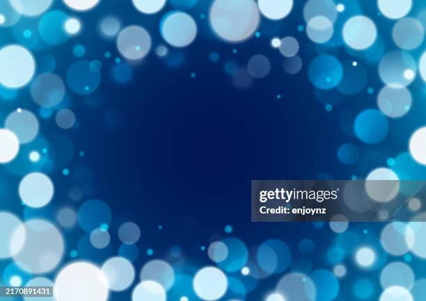 blue winter christmas lights frame background - soft focus background stock illustrations