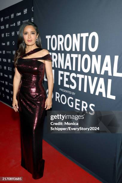 Salma Hayek Pinault attends the premiere of "Without Blood" during the 2024 Toronto International Film Festival at TIFF Lightbox on September 08,...