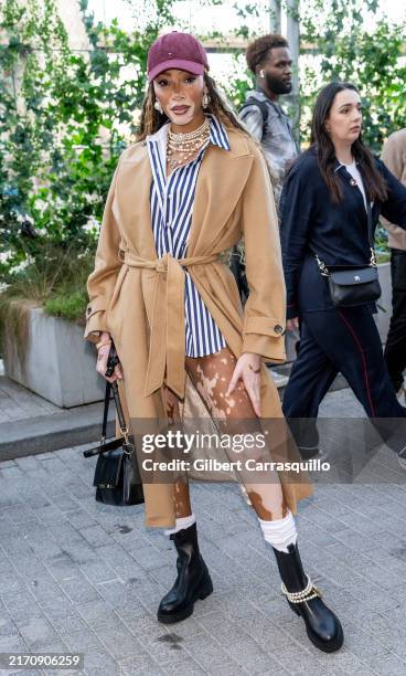 Model Winnie Harlow is seen arriving to Tommy Hilfiger Fashion show during New York Fashion Week on September 08, 2024 in New York City.