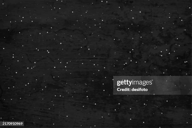 horizontal dark black colored textured spotted textured effect painted or whitewashed smudged plastered wall like wallpaper with texture and small silver white dots as glittering stars all over as in night sky in space or snowing snow - night sky stock illustrations
