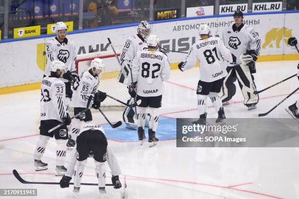 Players of Traktor Hockey Club seen in action during the Hockey match, Kontinental Hockey League 2024/2025 between SKA Saint Petersburg and Traktor...