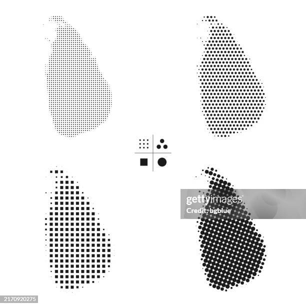 sri lanka maps of dots - 4 different halftone styles - sri lanka stock illustrations