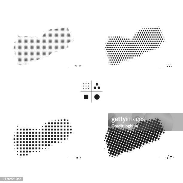 yemen maps of dots - 4 different halftone styles - yemen stock illustrations