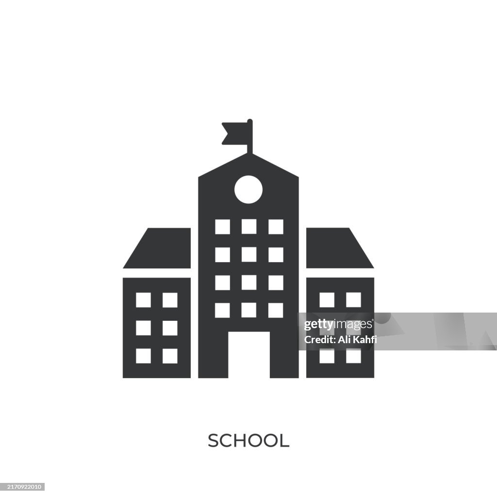 School glyph solid icon. Solid icon that can be applied anywhere, simple, pixel perfect and modern style