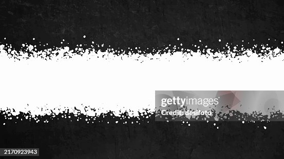 Horizontal empty blank wispy rustic artistic grunge textured divided background with one central or middle smoky drops like white spotted spray paint splattered stripe flanked by black painted top and bottom edge smudged border Horizontal empty blank wispy rustic artistic grunge textured divided background with one central or middle smoky drops like white spotted spray paint splattered stripe flanked by black painted top and bottom edge smudged border