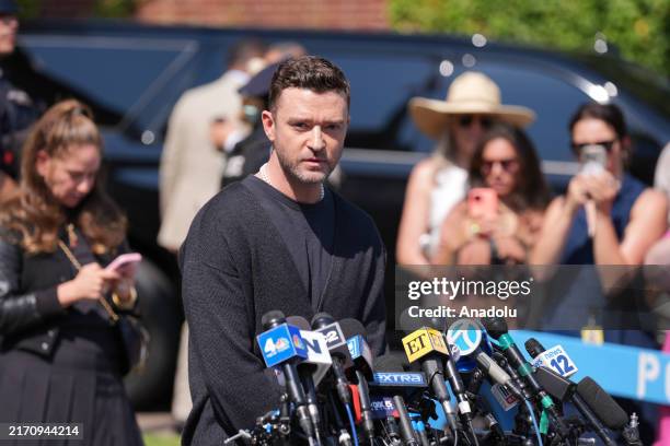 Justin Timberlake makes statement following drunk driving hearing in Long Island, NY, United States on September 13, 2024.