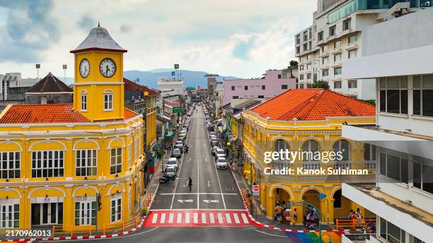 phuket old town and walking street - portuguese culture stock pictures, royalty-free photos & images