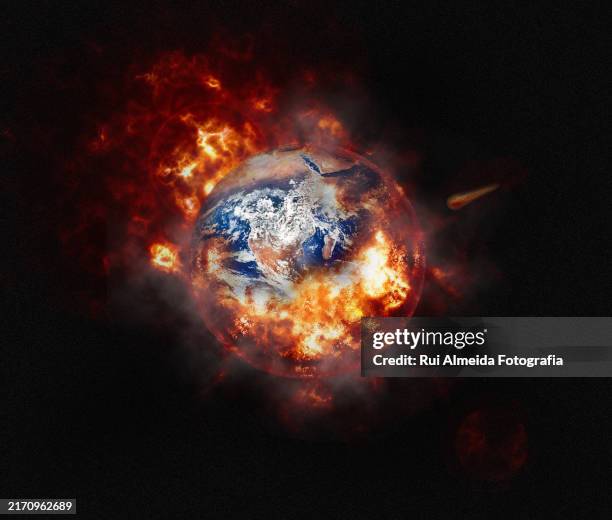nuclear destruction of planet earth - het einde stockfoto's en -beelden