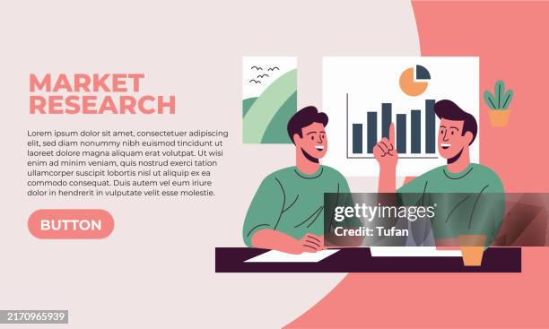 two businessmen conducting market research together. professionals analyzing data for growth opportunities. vector illustration for market analysis, business strategy, and teamwork concepts - plug socket stock illustrations