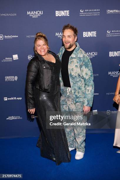 Gisa Flake and Knud Riepen arrive for the annual "Deutscher Schauspielpreis" at Club Theater Berlin on September 13, 2024 in Berlin, Germany.