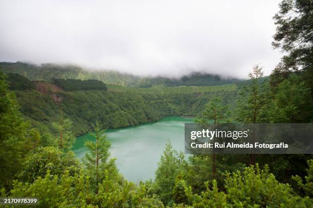 the captivating green isle of são miguel, lagoa das sete cidades - laguna fotografías e imágenes de stock
