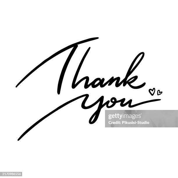lettering thank you with love in the form of signature. - postcard font alphabet stock illustrations