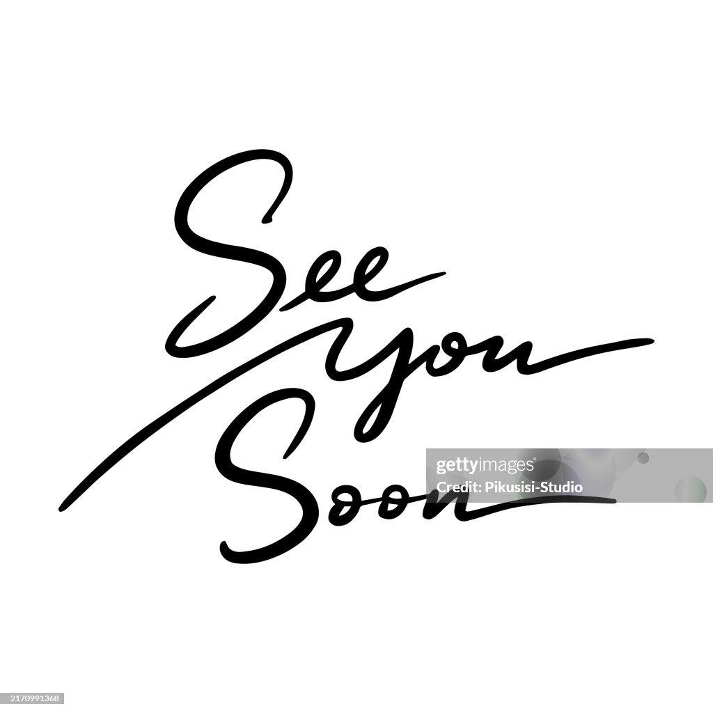 See you soon. Hand drawn modern calligraphy phrase.