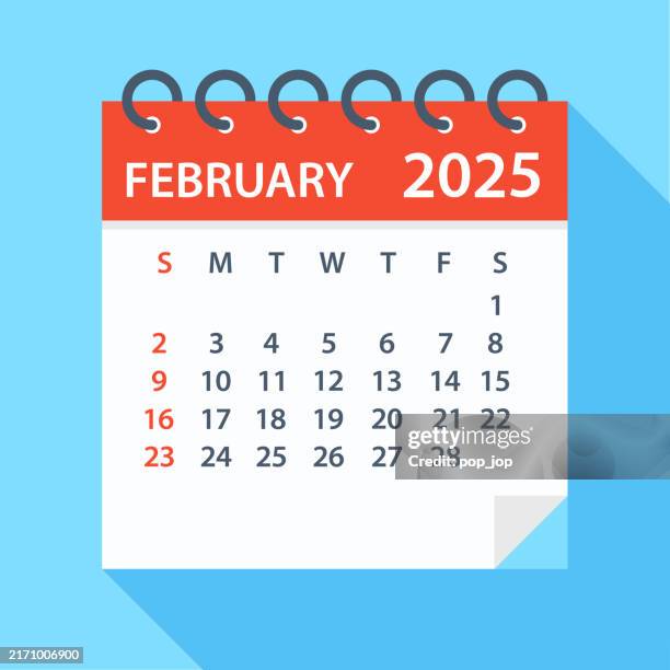 february 2025 - calendar. week starts on sunday - two weeks stock illustrations