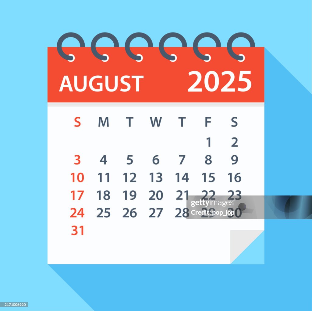 August 2025 Calendar Week Starts On Sunday High-Res Vector Graphic ...