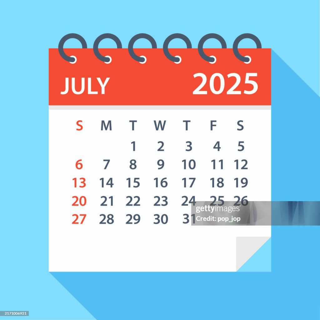 July Week Number July 2025 Calendar Week Starts On Sunday High-Res Vector Graphic ...