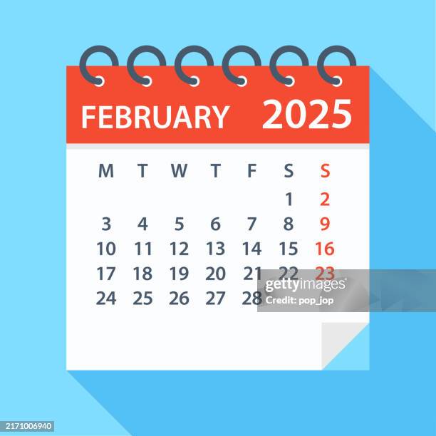 february 2025 - calendar. week starts on monday - weekness stock illustrations