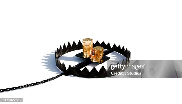 dear trap with dollar coins - stuck stock pictures, royalty-free photos & images