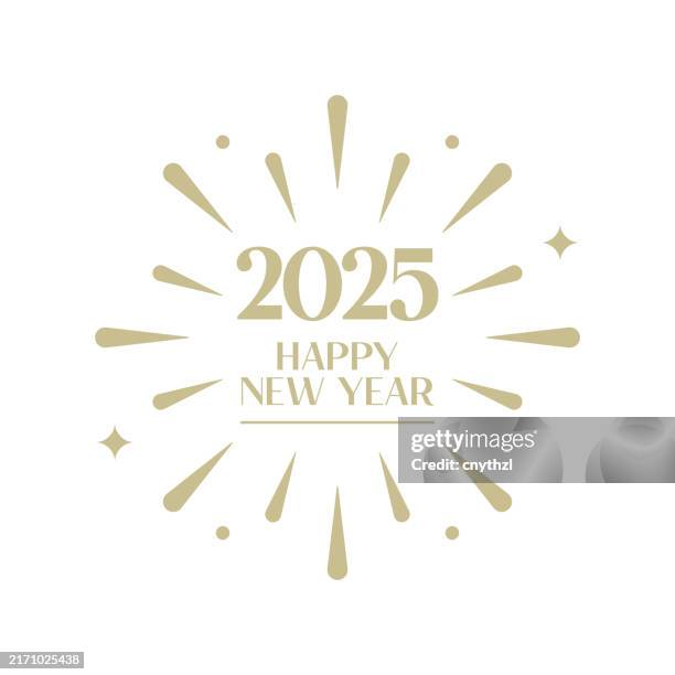 2025 new year design template with typography logo vector illustration. modern background for cover, web banner and greeting card etc. - happy new year stock illustrations