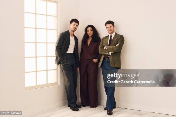 Jonah Hauer-King, Golshifteh Farahani and Connor Swindells of 'William Tell' pose in the Getty Images Portrait Studio Presented by IMDb and IMDbPro...