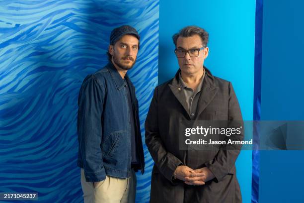 Actor Luca Marinelli and director Joe Wright of 'M. Son of the Century' are photographed for Los Angeles Times on September 9, 2024 during the...
