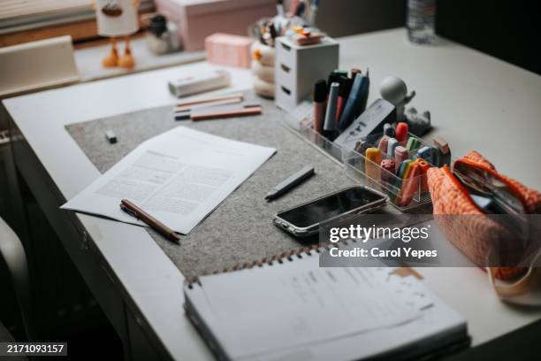 messy student desk at home - chaotic classroom stock pictures, royalty-free photos & images