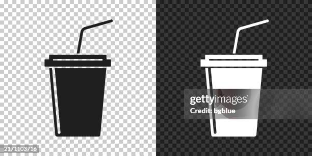 cup with straw. icon for design on blank background - clear plastic cup stock illustrations