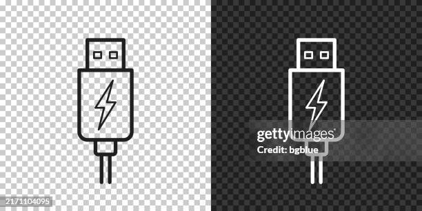 usb charging plug. icon for design on blank background - computer ethernet cable stock illustrations
