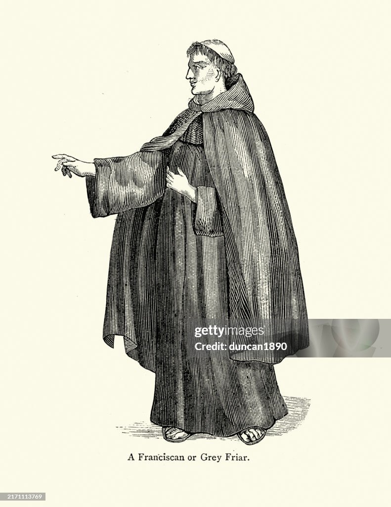Tonsure Vector Medieval Religious Fashion Grey Friar Monk Of The Franciscans Order ...