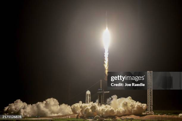 SpaceX's Polaris Dawn Falcon 9 rocket blasts off from Launch Complex 39A of NASA's Kennedy Space Center on September 10, 2024 in Cape Canaveral,...