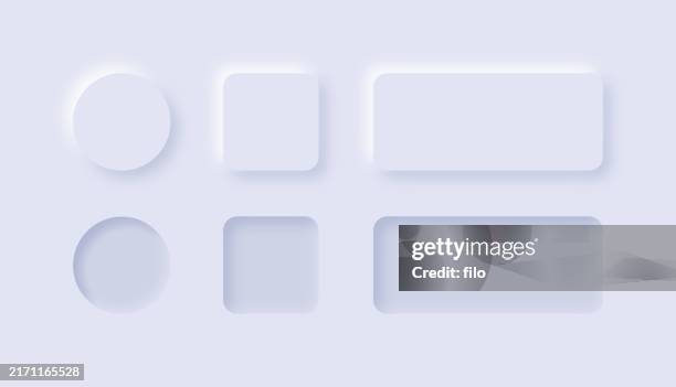 neumorphismus gedrückte und ungedrückte tasten - prototype-design-icon stock-grafiken, -clipart, -cartoons und -symbole