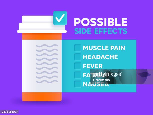possible prescription drug side effects checklist - remdesivir stock illustrations