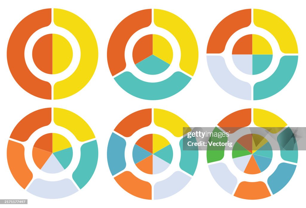 Multicolored Circular Charts For Infographics And Data Visualization ...