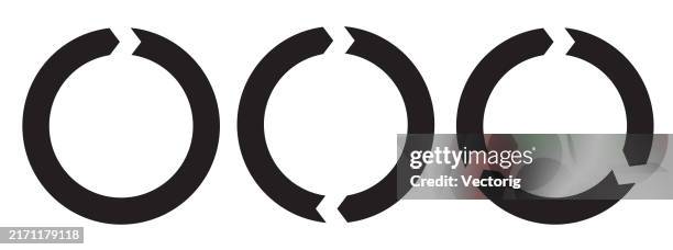 multicolored circular charts for infographics and data visualization - creative-recycle-symbol-drawing stock illustrations