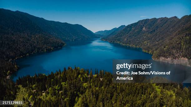 Lake Crescent and Pine Trees surrounding off Route 101, Olympic Highway.